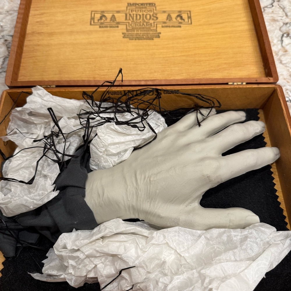 Halloween Decorative Cigar Box with Realistic Gray Hand